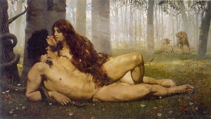 The First Kiss of Adam and Eve by Salvador Viniegra, 1891